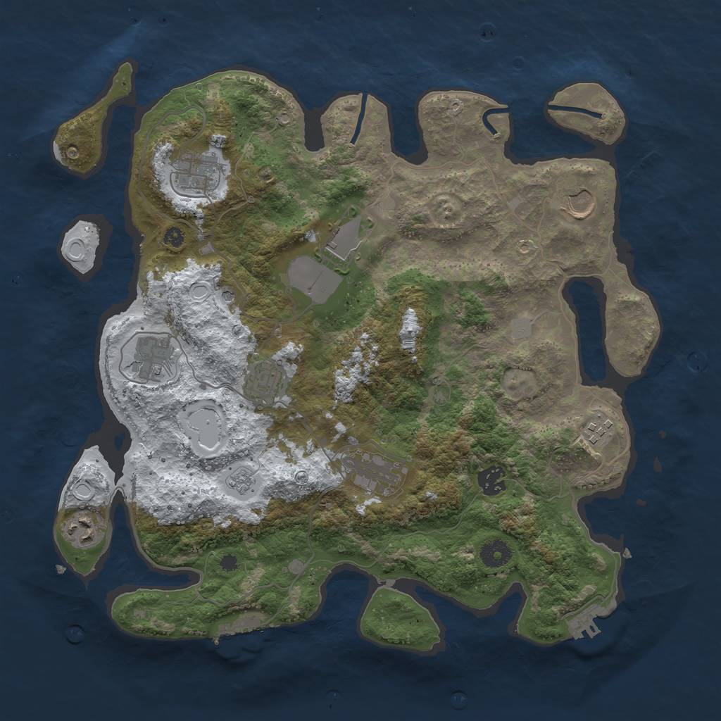 Rust Map: Procedural Map, Size: 3700, Seed: 301474564, 18 Monuments