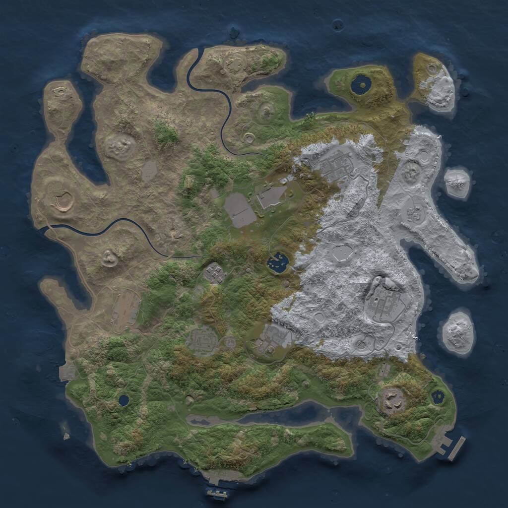 Rust Map: Procedural Map, Size: 3850, Seed: 1446084885, 16 Monuments
