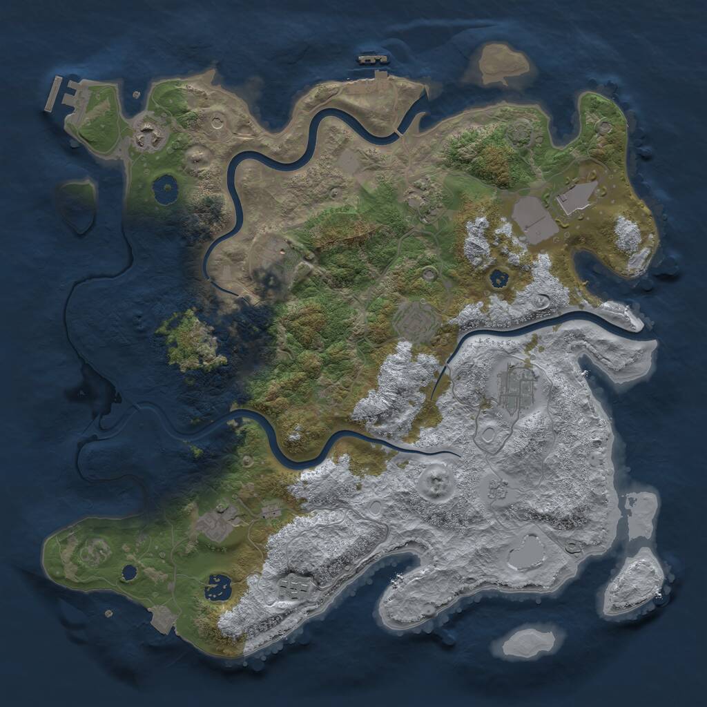 Rust Map: Procedural Map, Size: 3850, Seed: 1860032402, 15 Monuments