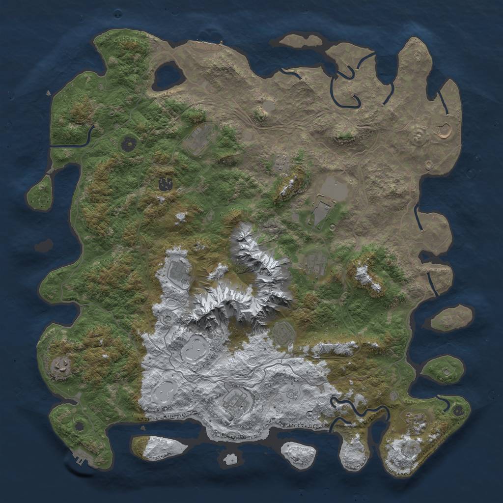 Rust Map: Procedural Map, Size: 5000, Seed: 553318097, 20 Monuments