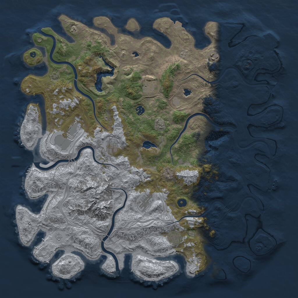 Rust Map: Procedural Map, Size: 5000, Seed: 686522903, 14 Monuments