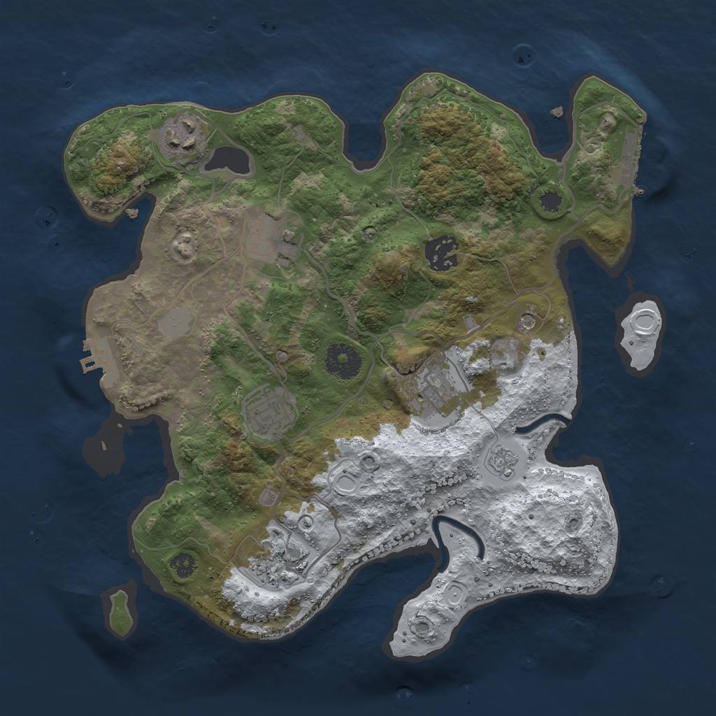 Rust Map: Procedural Map, Size: 3000, Seed: 727, 15 Monuments