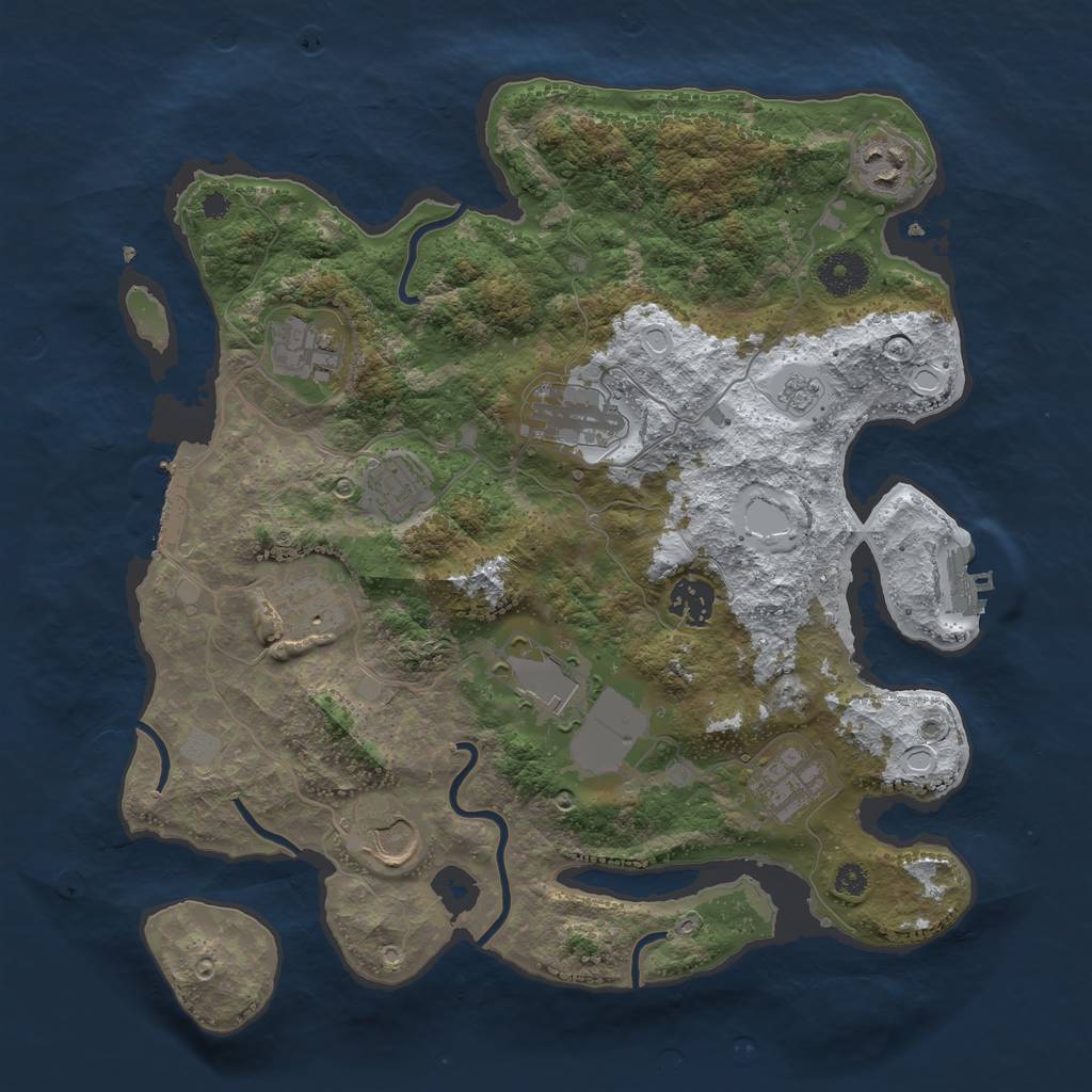 Rust Map: Procedural Map, Size: 3500, Seed: 32322333, 17 Monuments