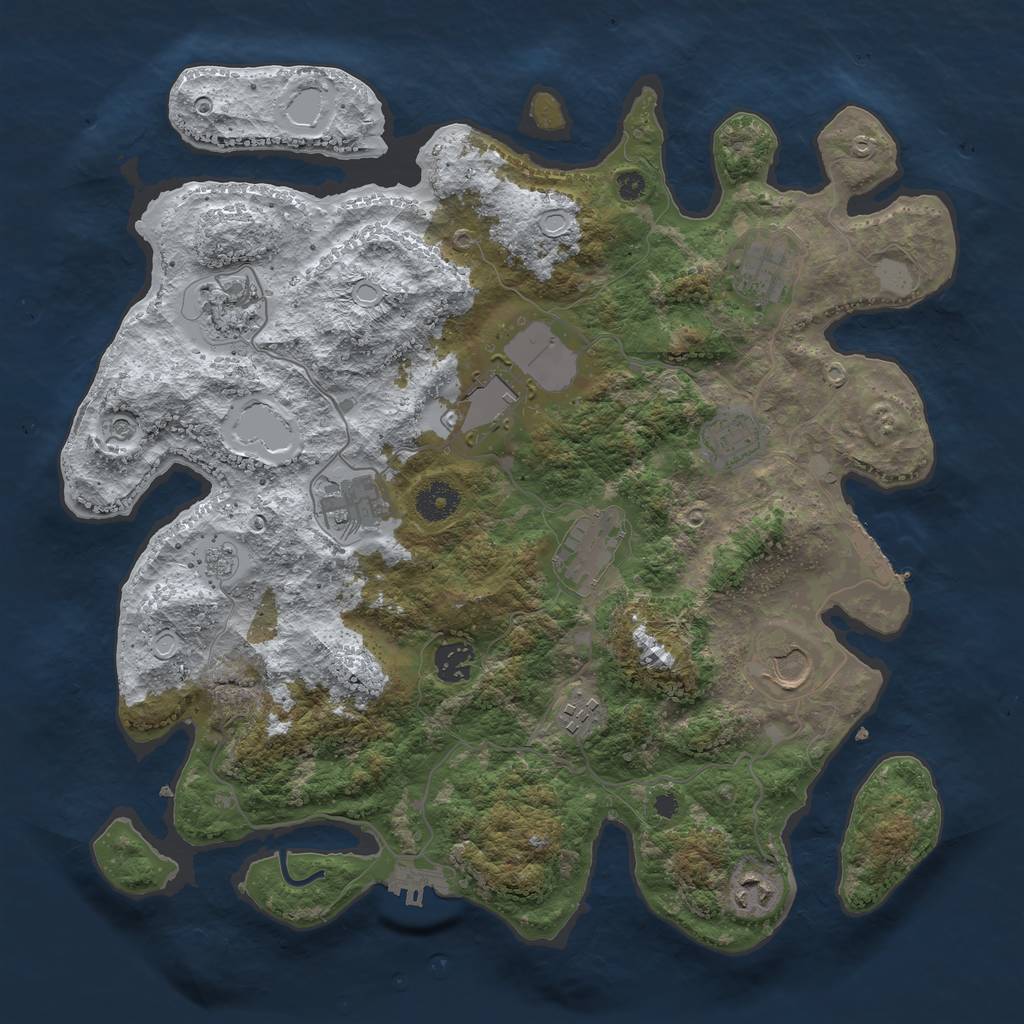 Rust Map: Procedural Map, Size: 3750, Seed: 1203699516, 19 Monuments