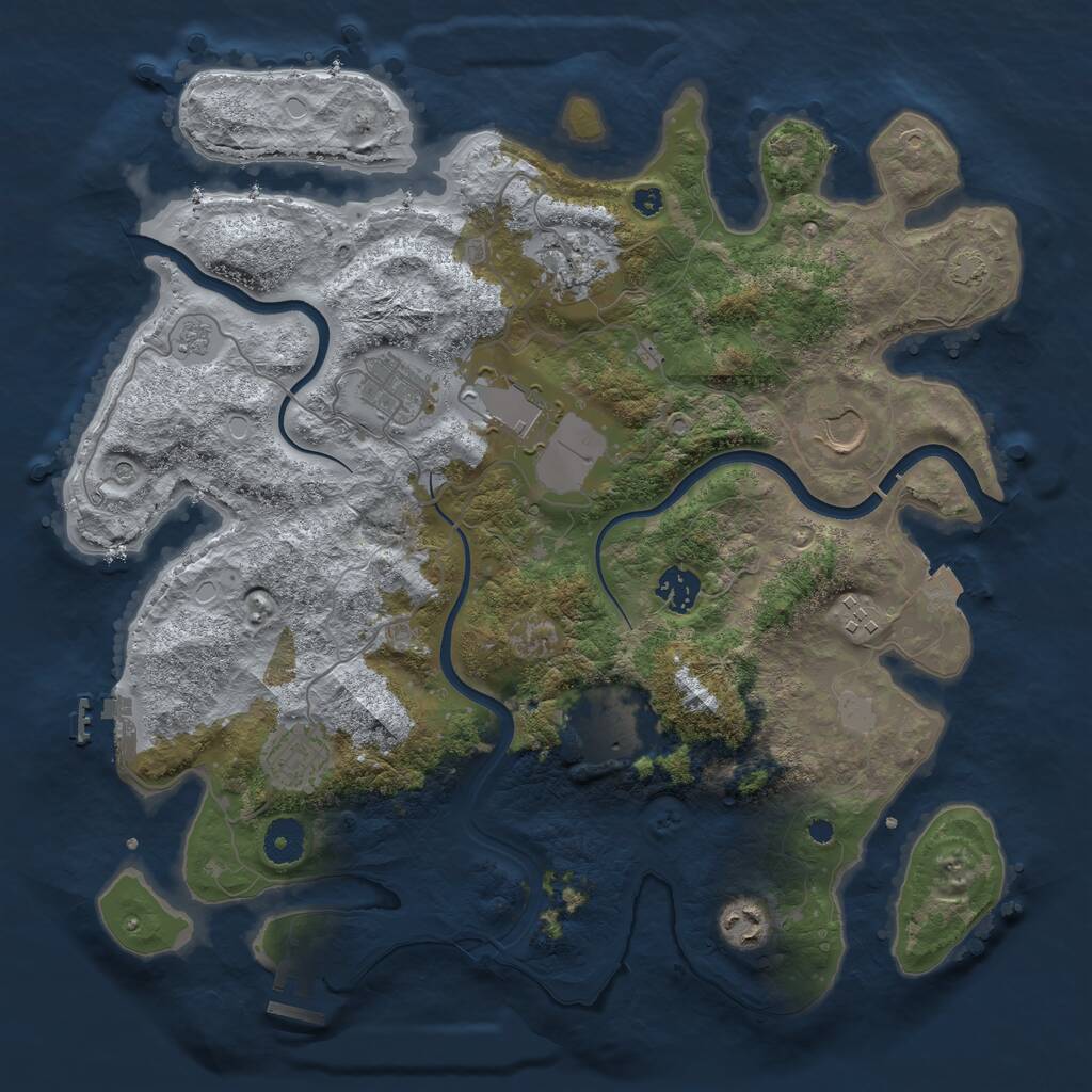 Rust Map: Procedural Map, Size: 3750, Seed: 1203699516, 15 Monuments