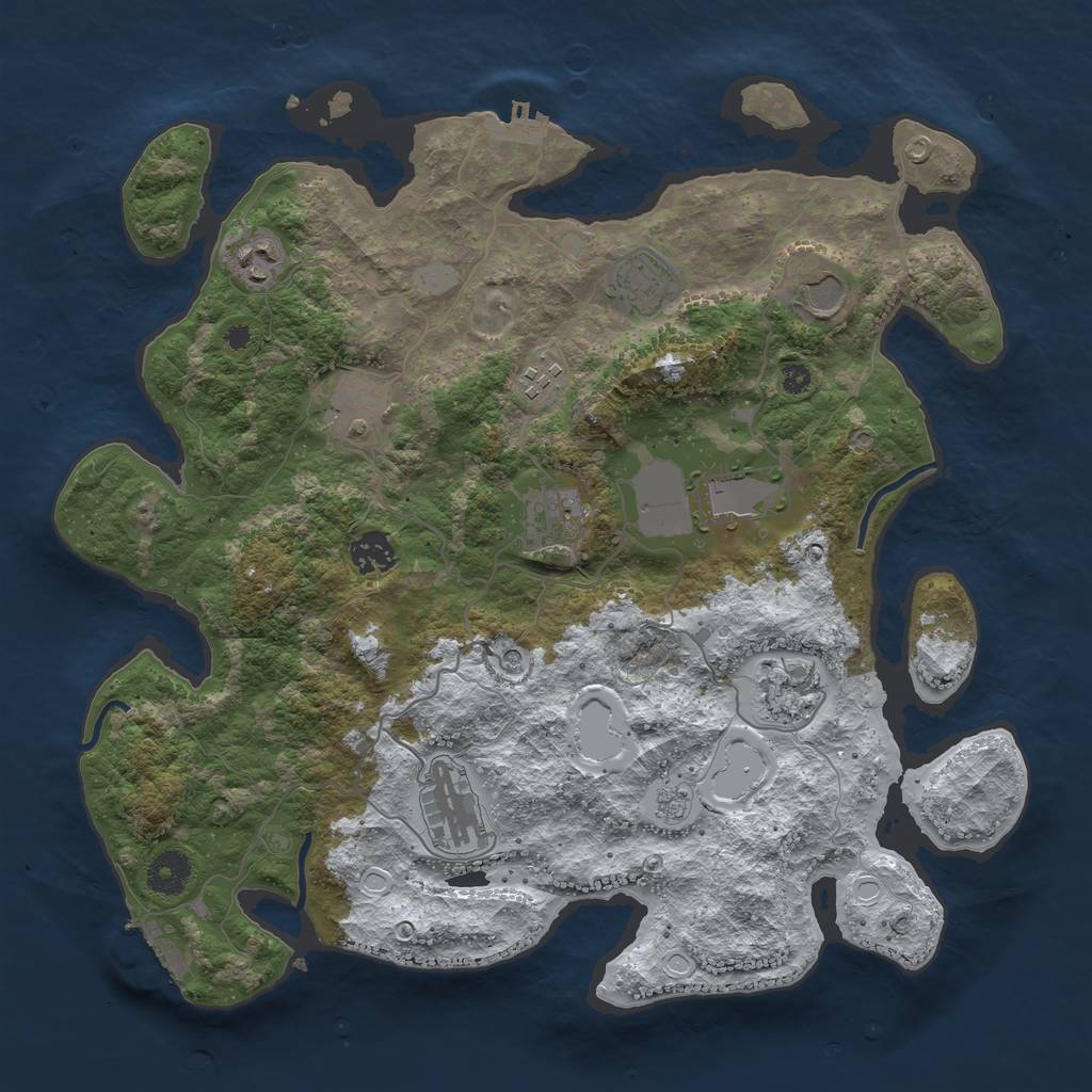 Rust Map: Procedural Map, Size: 3750, Seed: 2054199964, 19 Monuments