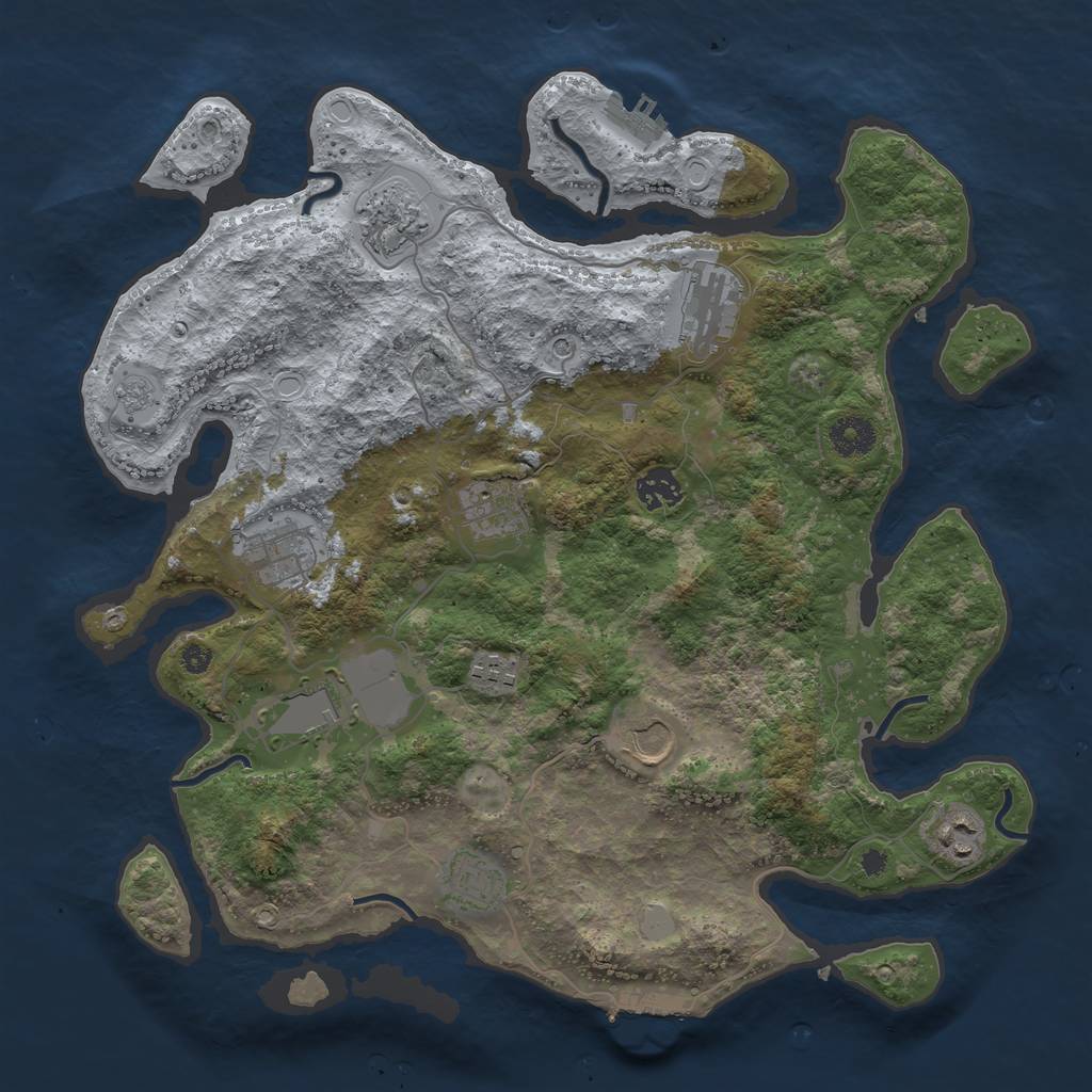 Rust Map: Procedural Map, Size: 3750, Seed: 81022307, 19 Monuments