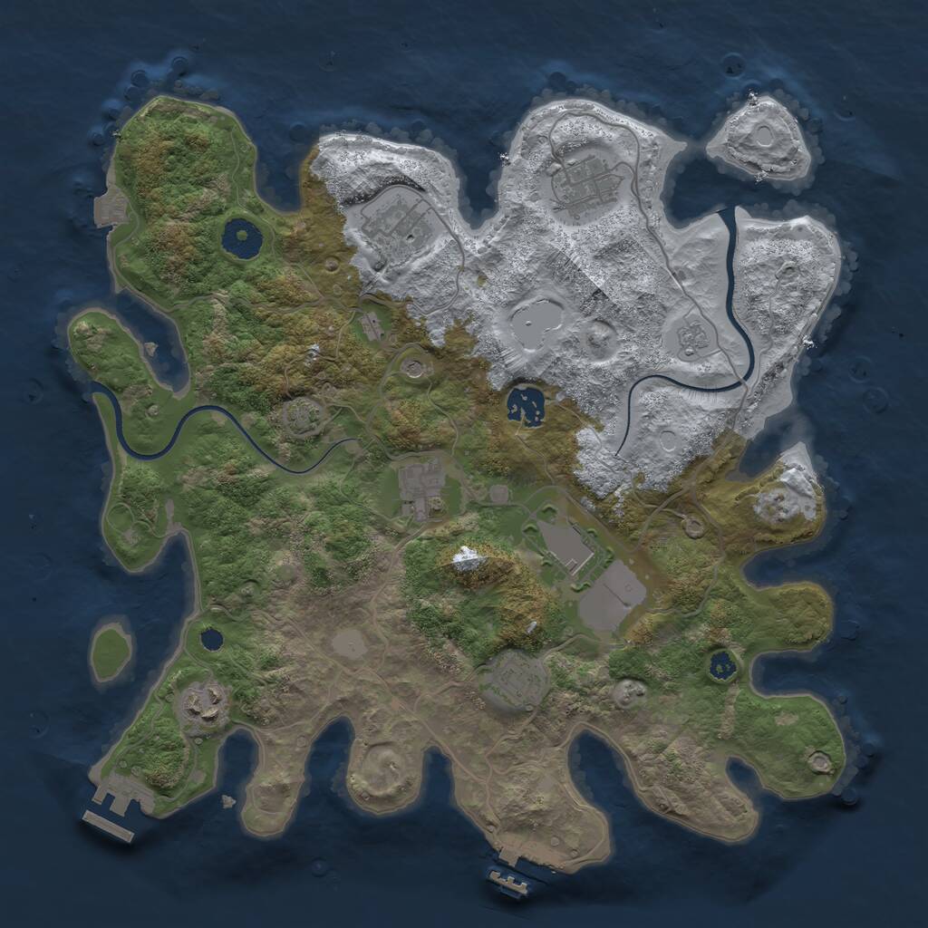 Rust Map: Procedural Map, Size: 3500, Seed: 1173899111, 13 Monuments