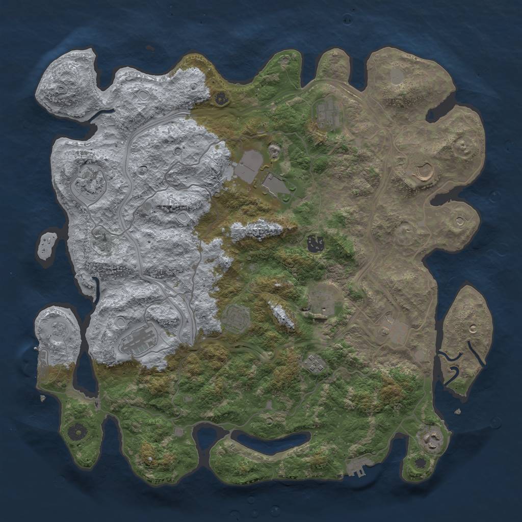 Rust Map: Procedural Map, Size: 4300, Seed: 37924417, 20 Monuments