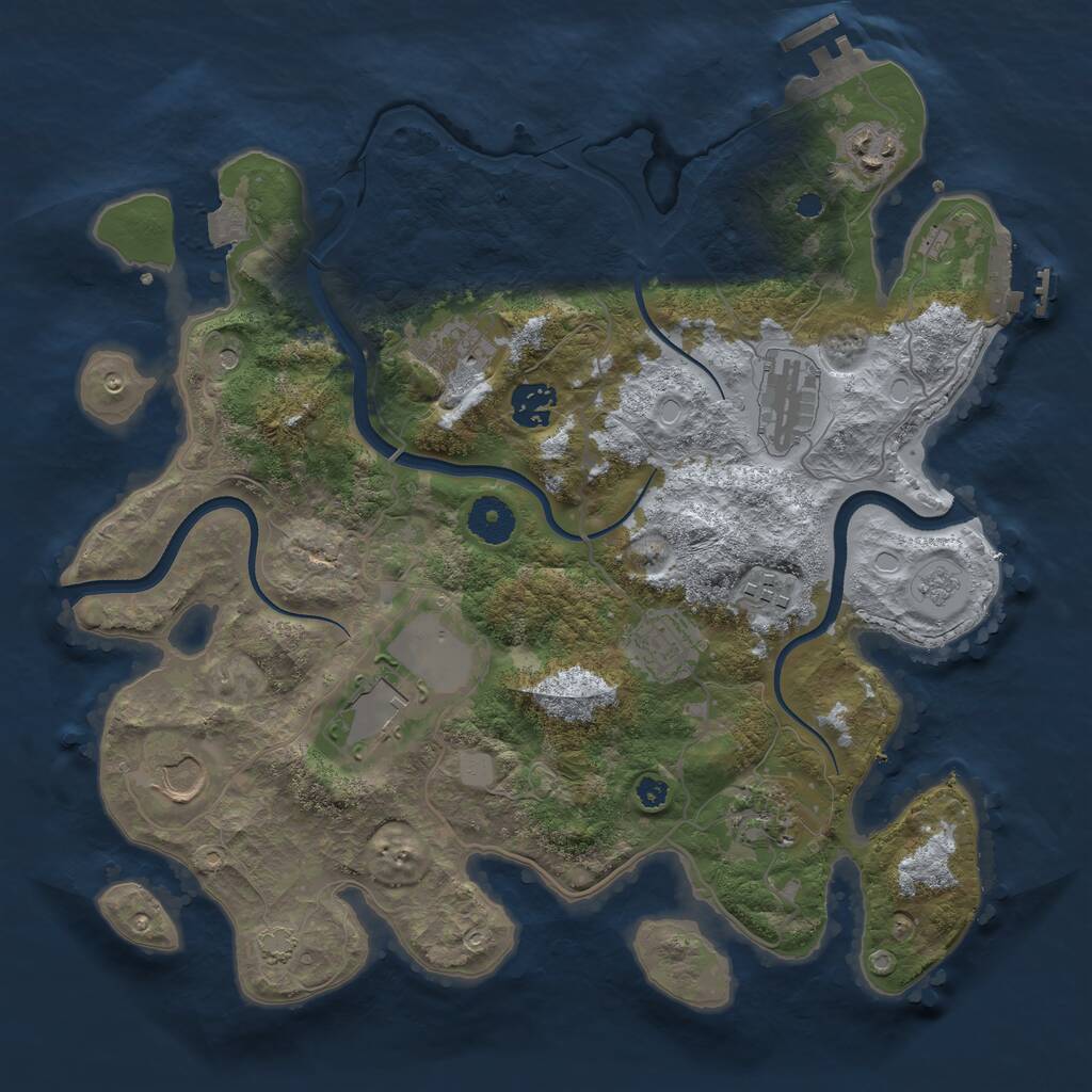 Rust Map: Procedural Map, Size: 3550, Seed: 133831, 15 Monuments