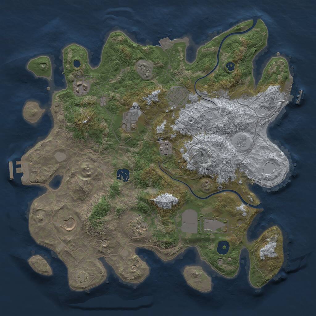 Rust Map: Procedural Map, Size: 3550, Seed: 133831, 14 Monuments