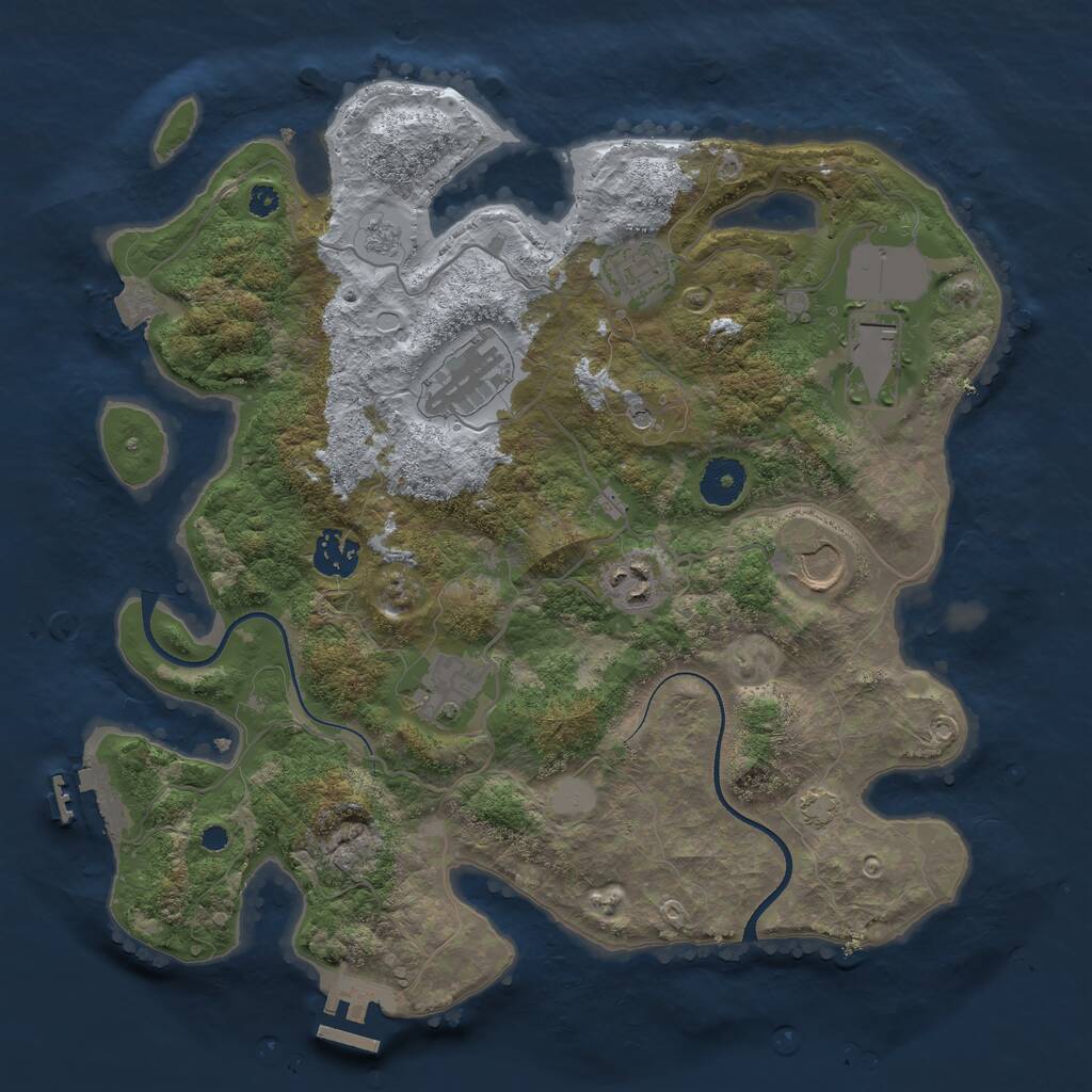 Rust Map: Procedural Map, Size: 3500, Seed: 1829984191, 13 Monuments