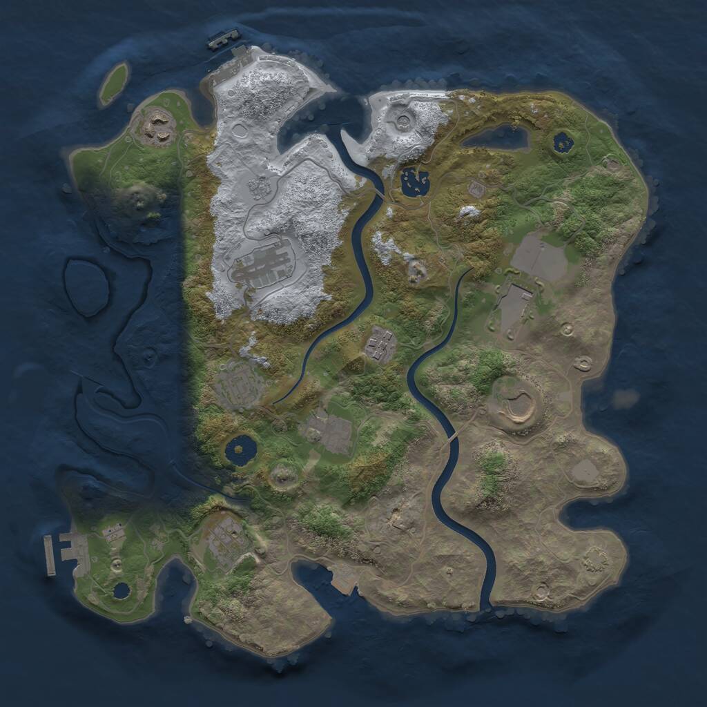 Rust Map: Procedural Map, Size: 3500, Seed: 1829984191, 15 Monuments