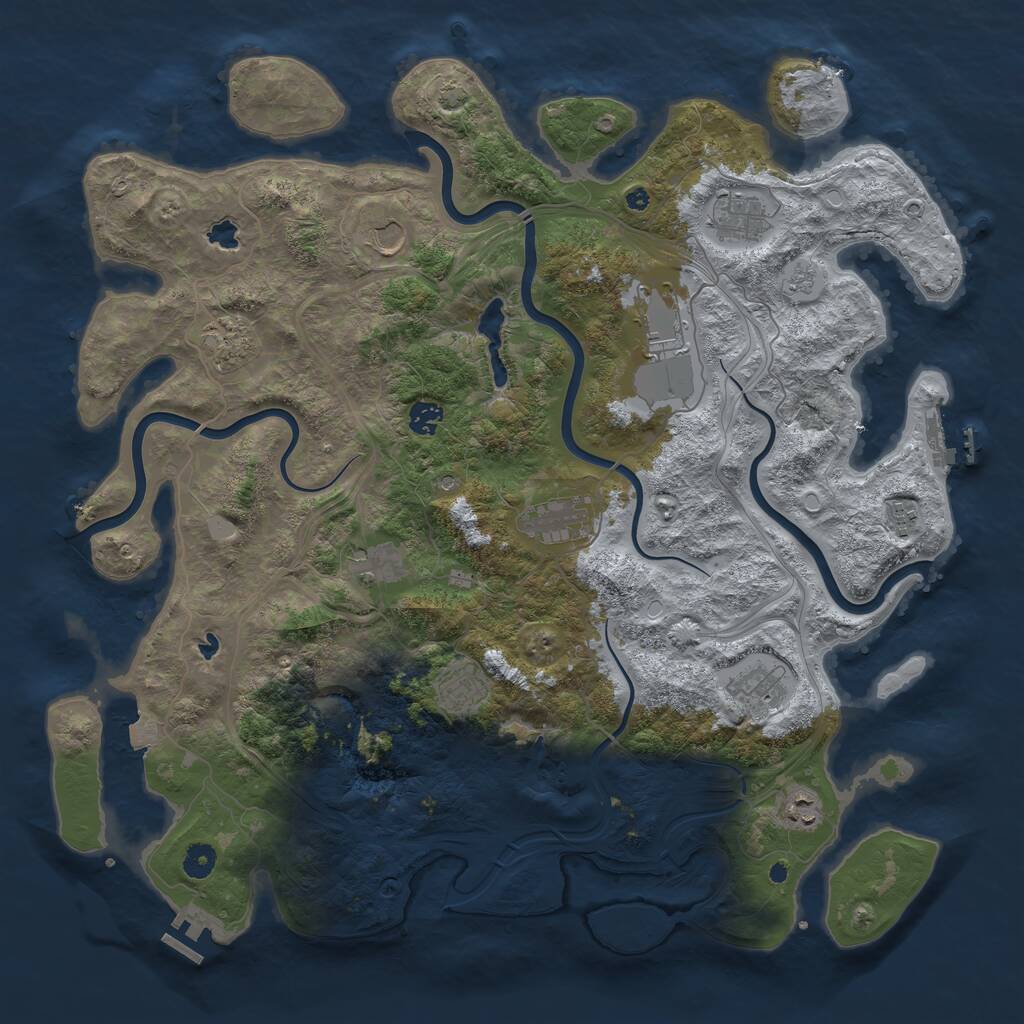 Rust Map: Procedural Map, Size: 4500, Seed: 4495485, 17 Monuments
