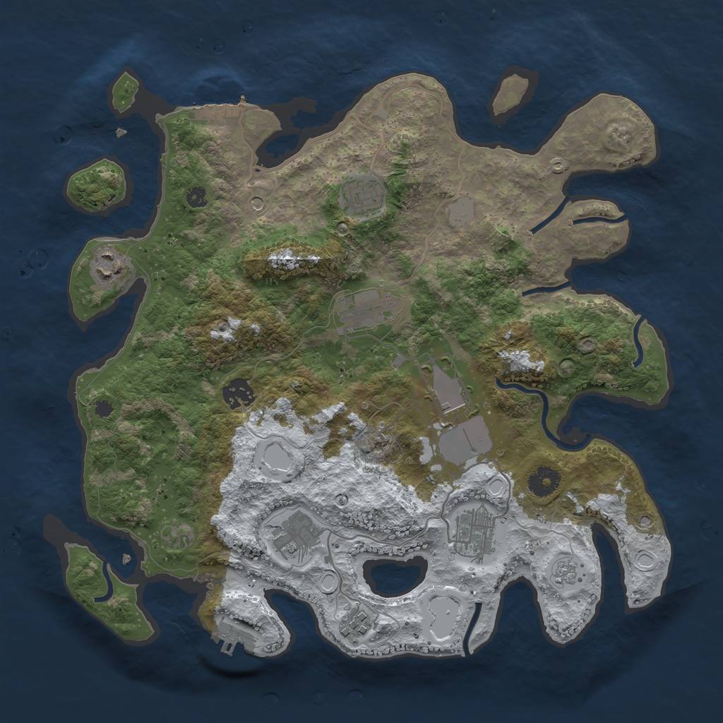 Rust Map: Procedural Map, Size: 3550, Seed: 185087, 17 Monuments