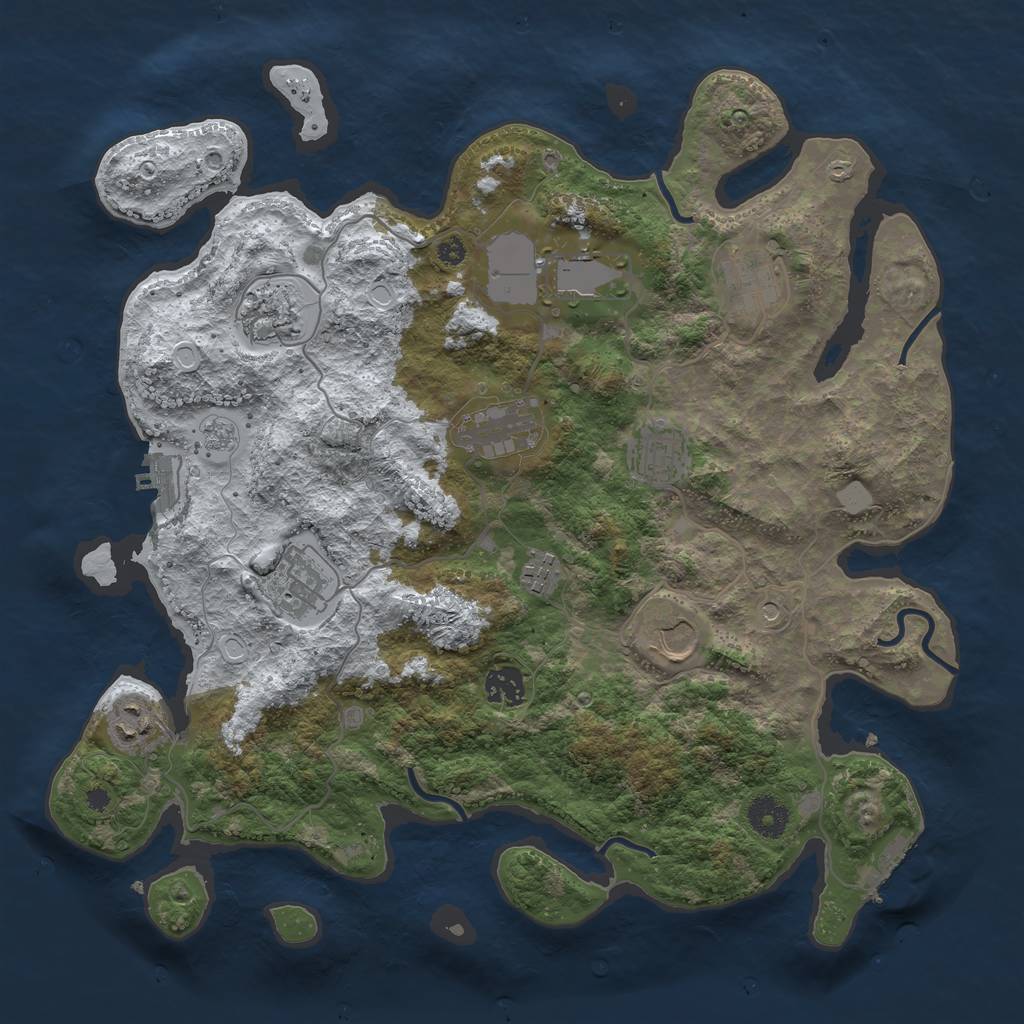 Rust Map: Procedural Map, Size: 3750, Seed: 169893158, 19 Monuments