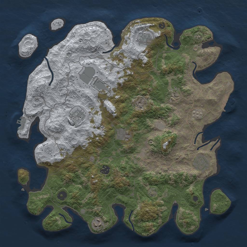 Rust Map: Procedural Map, Size: 4000, Seed: 24094430, 18 Monuments