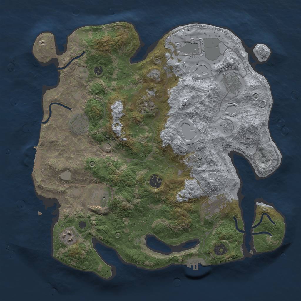 Rust Map: Procedural Map, Size: 3550, Seed: 726827, 18 Monuments