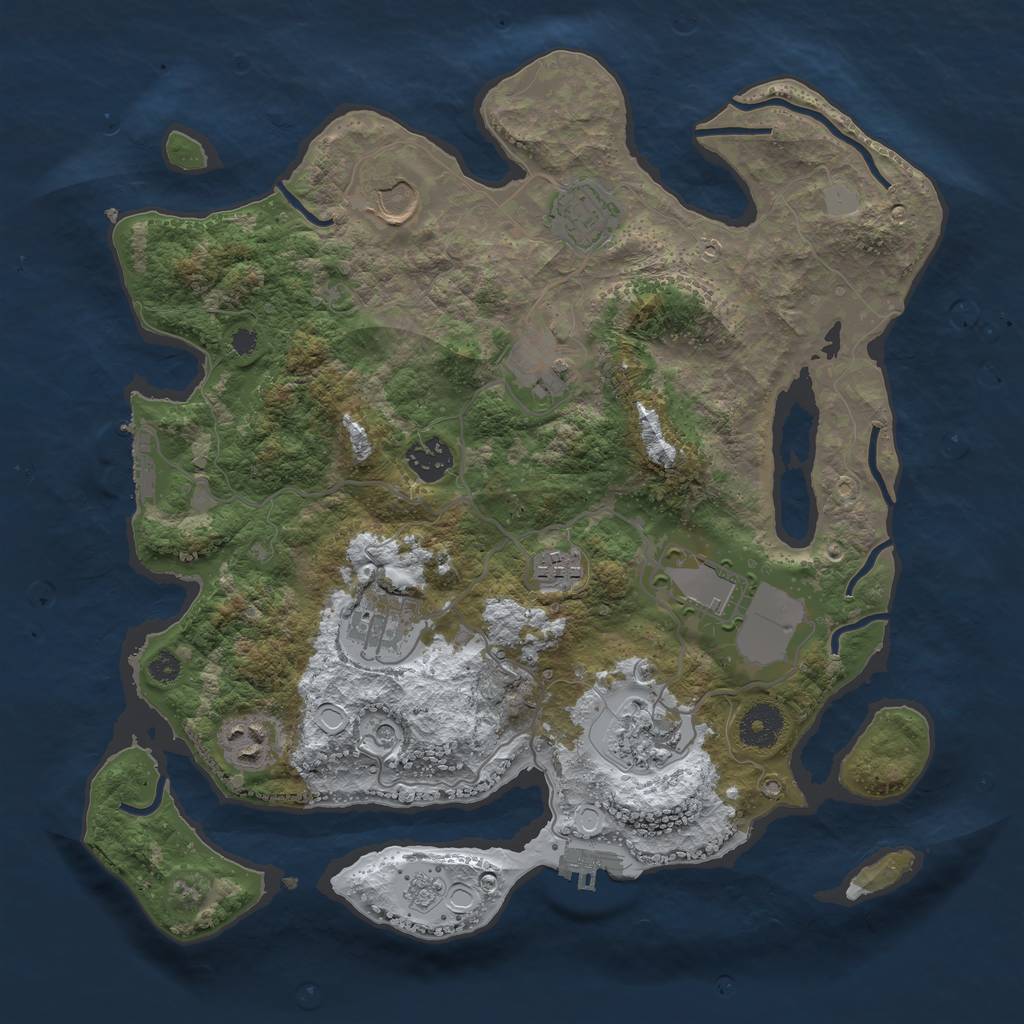 Rust Map: Procedural Map, Size: 3500, Seed: 667788, 18 Monuments