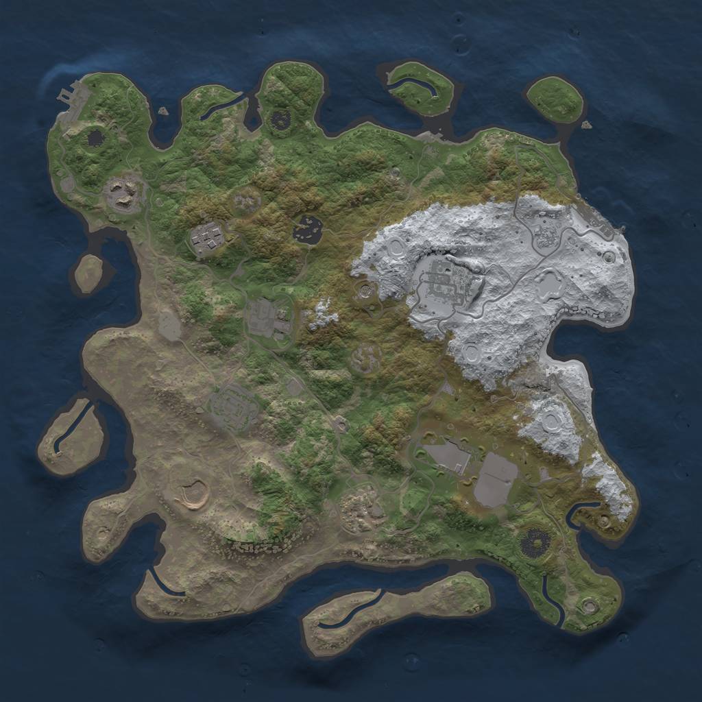 Rust Map: Procedural Map, Size: 3550, Seed: 656463, 18 Monuments
