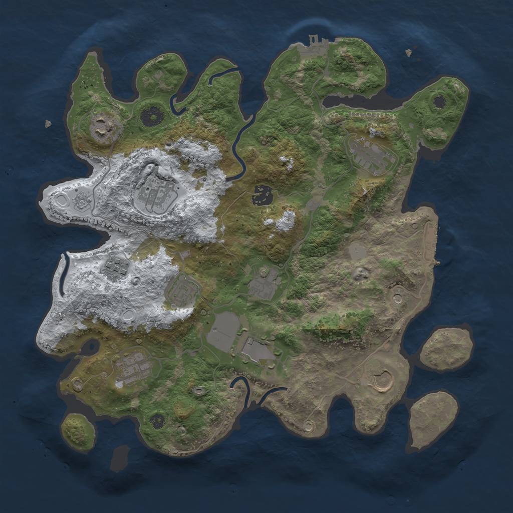 Rust Map: Procedural Map, Size: 3550, Seed: 724521, 19 Monuments