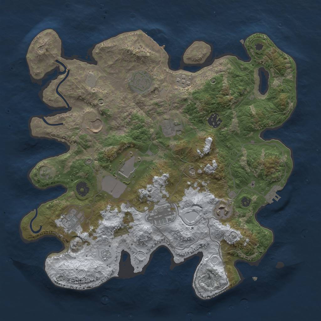 Rust Map: Procedural Map, Size: 3500, Seed: 75000, 18 Monuments