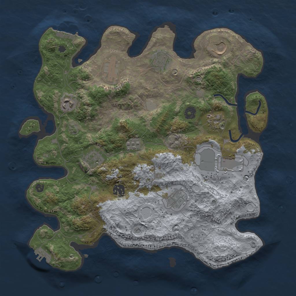 Rust Map: Procedural Map, Size: 3550, Seed: 645106, 19 Monuments
