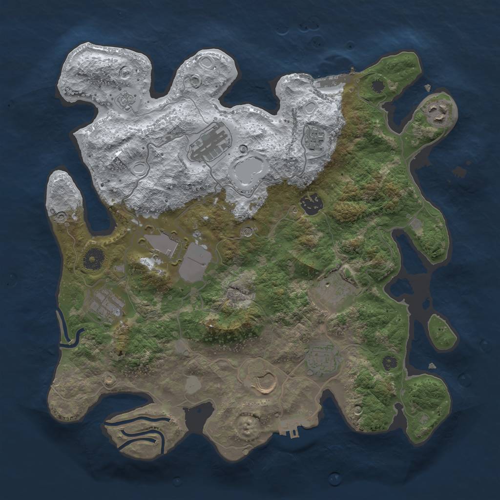 Rust Map: Procedural Map, Size: 3500, Seed: 750115013, 18 Monuments