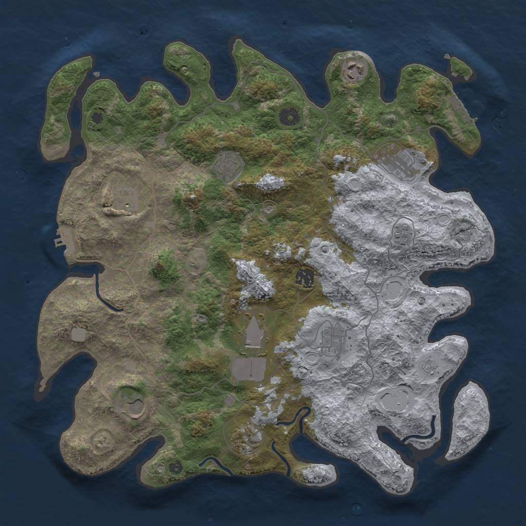 Rust Map: Procedural Map, Size: 4000, Seed: 762784739, 19 Monuments