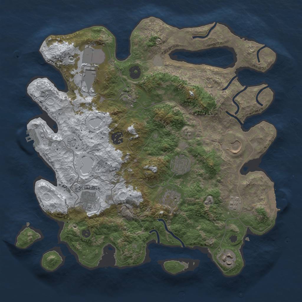Rust Map: Procedural Map, Size: 3550, Seed: 796341, 18 Monuments
