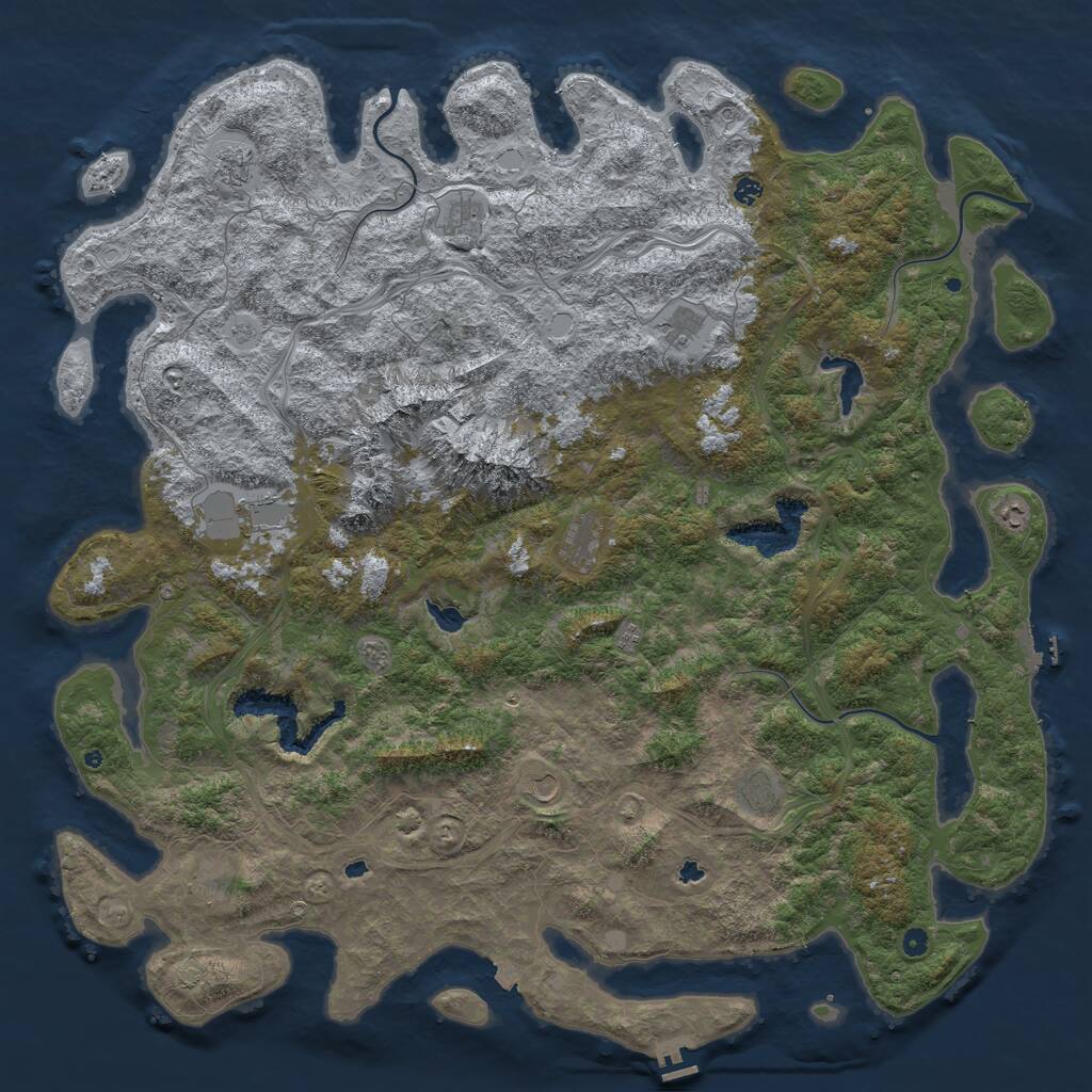 Rust Map: Procedural Map, Size: 6000, Seed: 1564437260, 17 Monuments