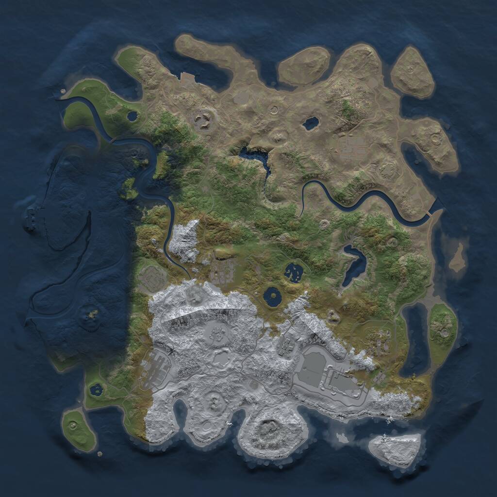 Rust Map: Procedural Map, Size: 4000, Seed: 1127218643, 14 Monuments