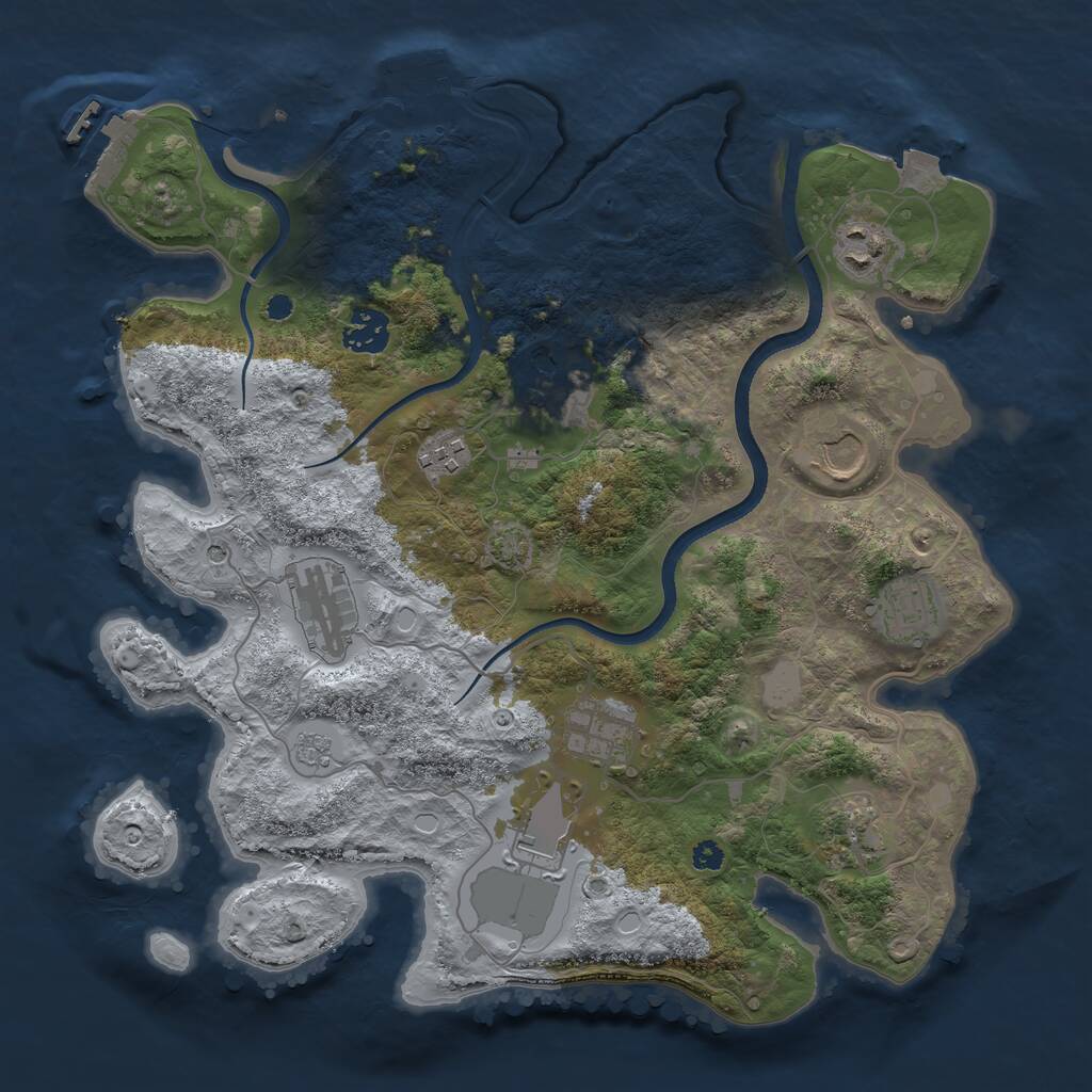 Rust Map: Procedural Map, Size: 3500, Seed: 840463498, 16 Monuments