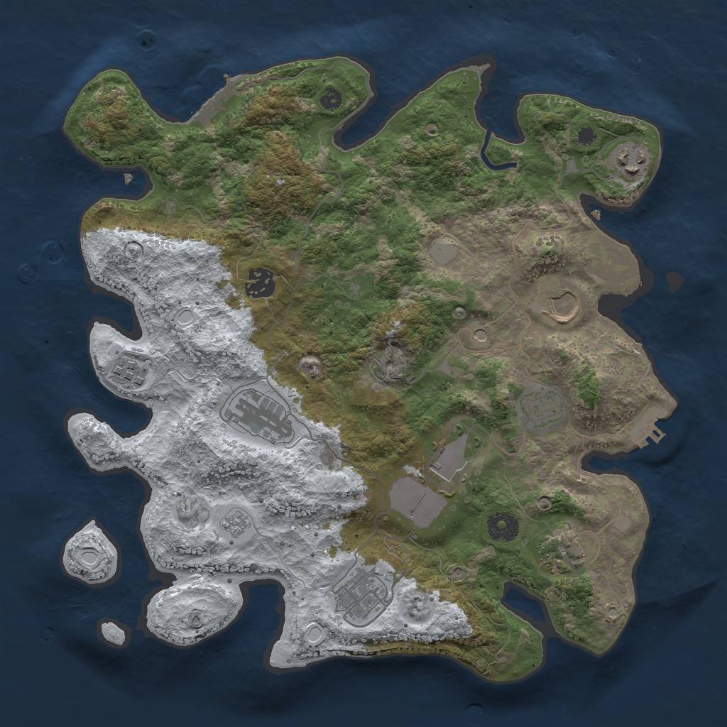 Rust Map: Procedural Map, Size: 3500, Seed: 840463498, 18 Monuments