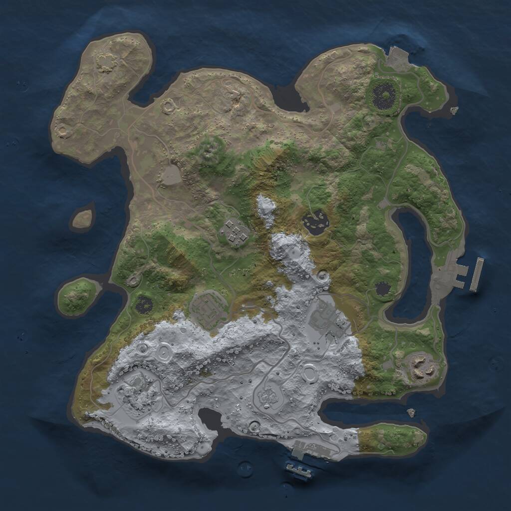 Rust Map: Procedural Map, Size: 3000, Seed: 2128178089, 11 Monuments