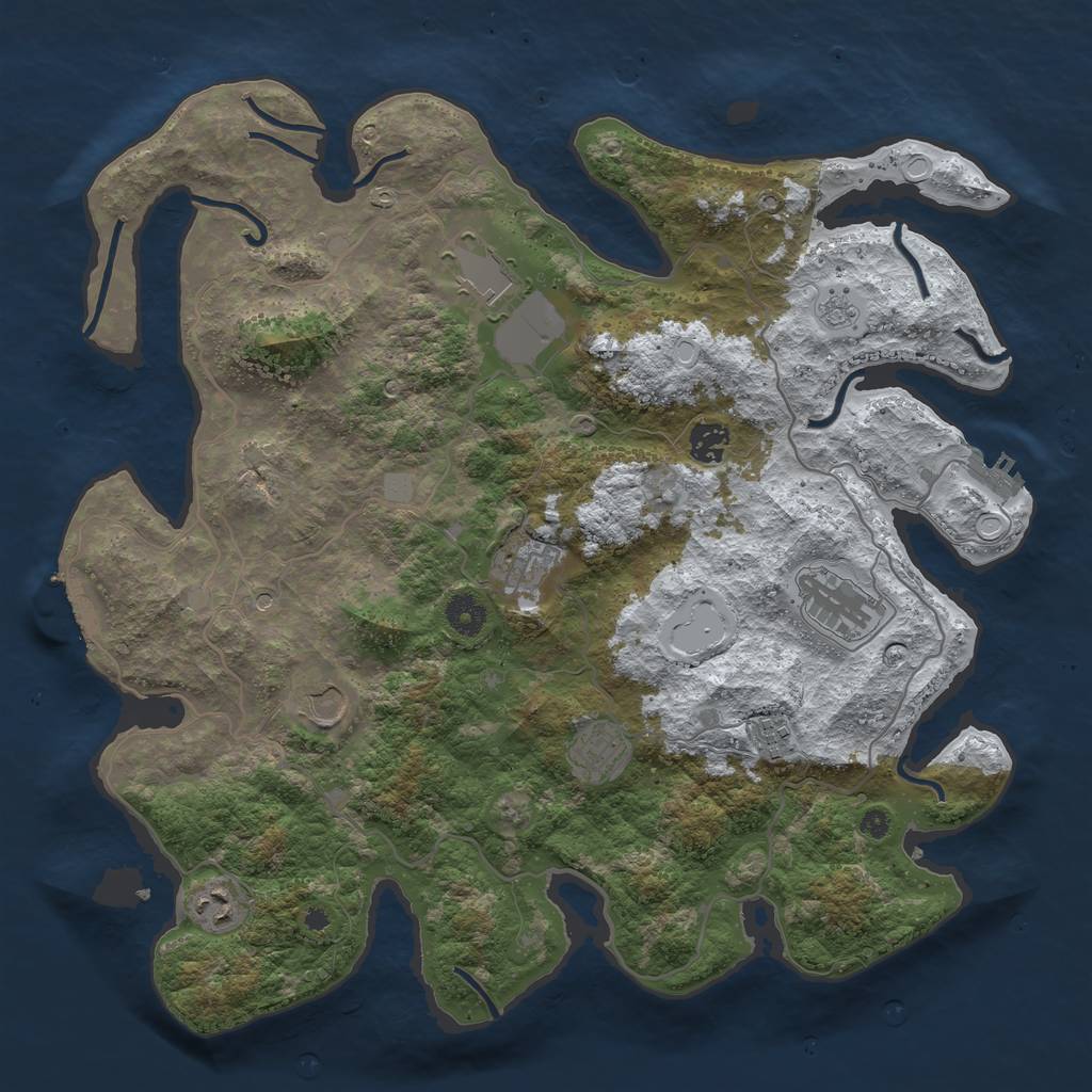 Rust Map: Procedural Map, Size: 4000, Seed: 584300003, 17 Monuments