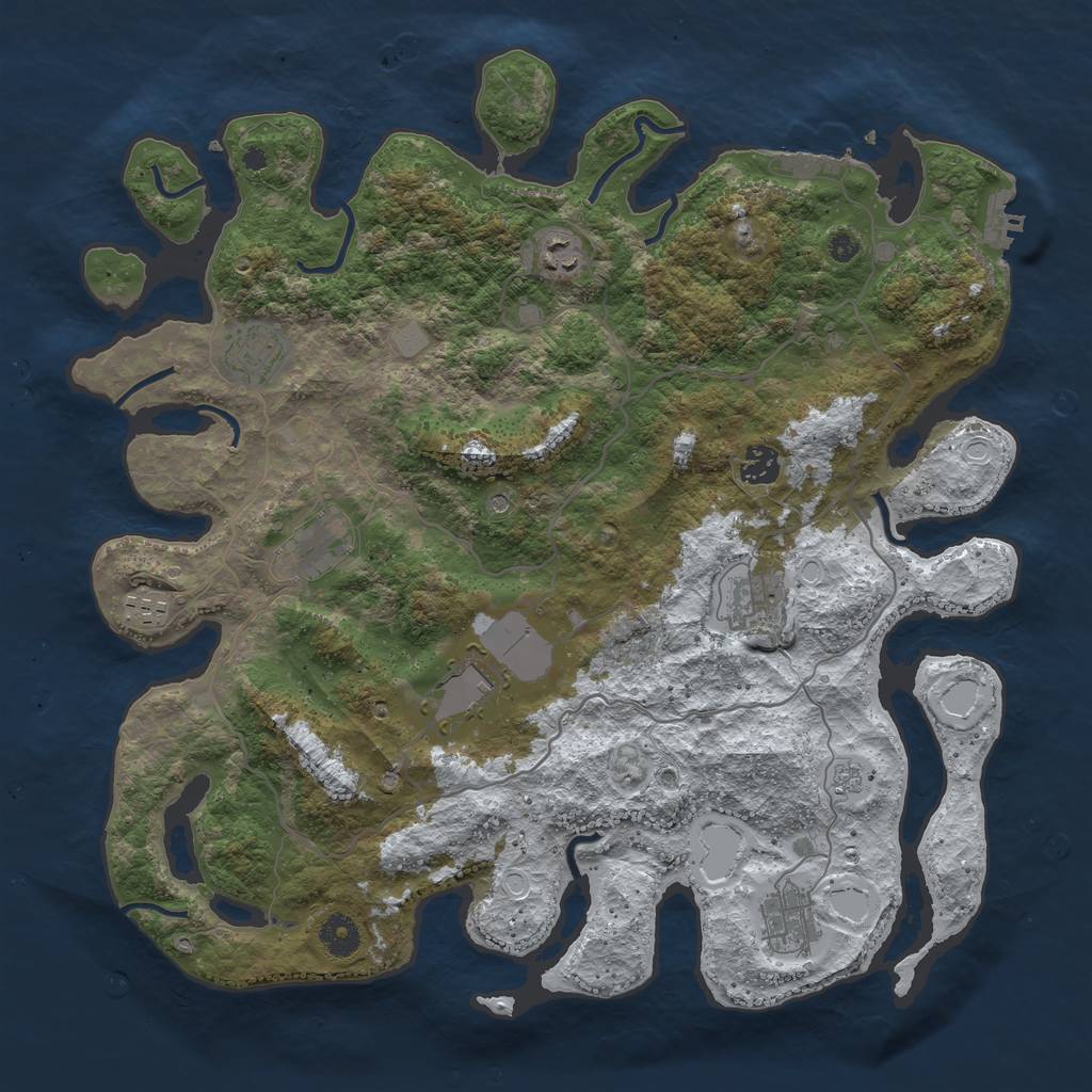 Rust Map: Procedural Map, Size: 4000, Seed: 1228658051, 17 Monuments