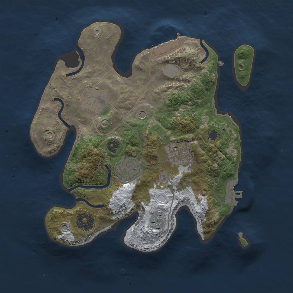 Rust Map: Procedural Map, Size: 2500, Seed: 9001, 12 Monuments