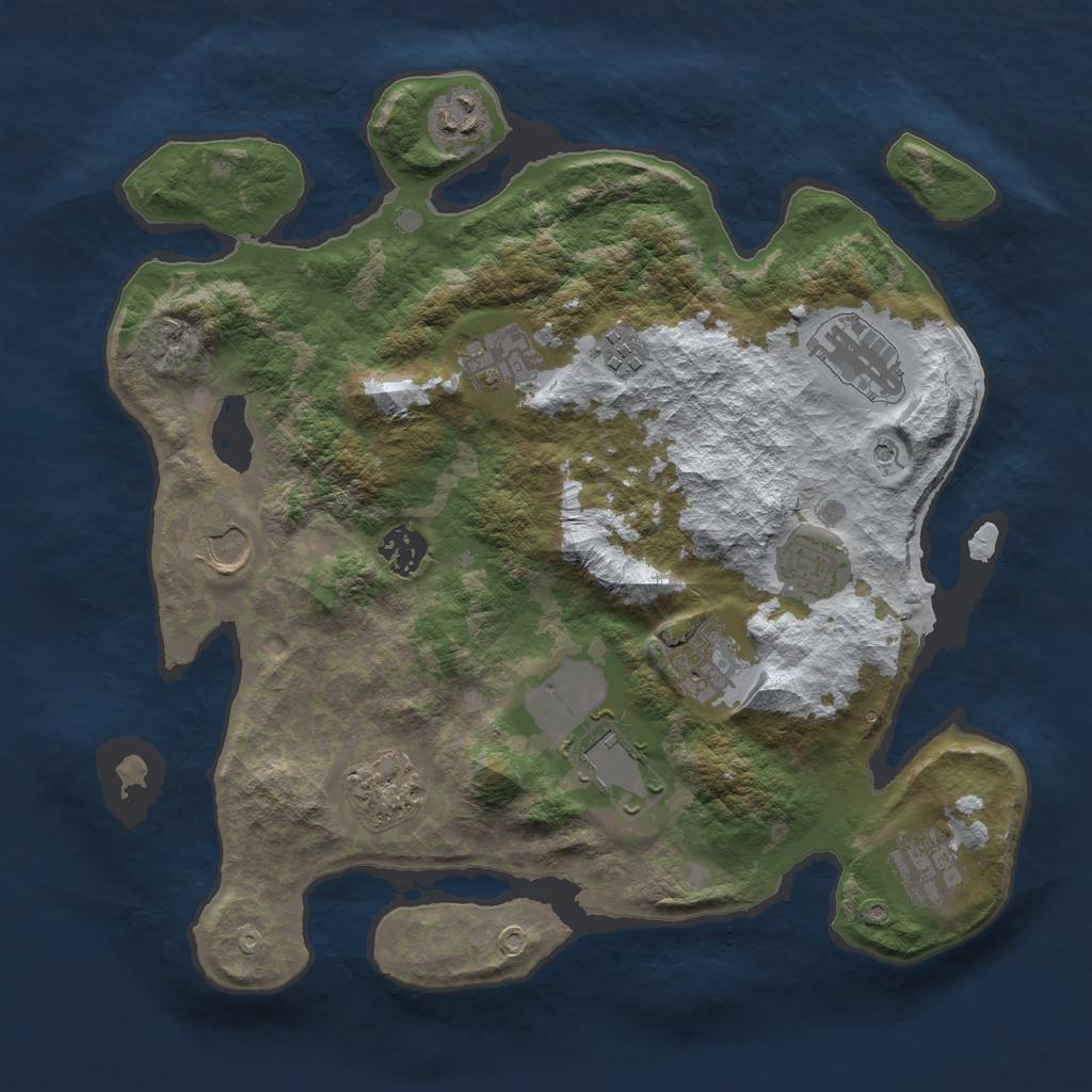 Rust Map: Barren, Size: 3500, Seed: 1444920547, 14 Monuments