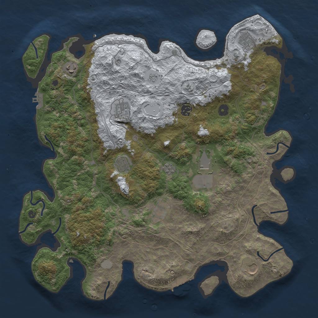 Rust Map: Procedural Map, Size: 4250, Seed: 736674, 18 Monuments