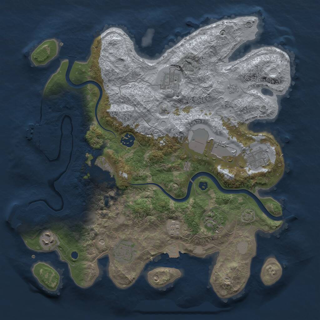 Rust Map: Procedural Map, Size: 3550, Seed: 128653, 15 Monuments