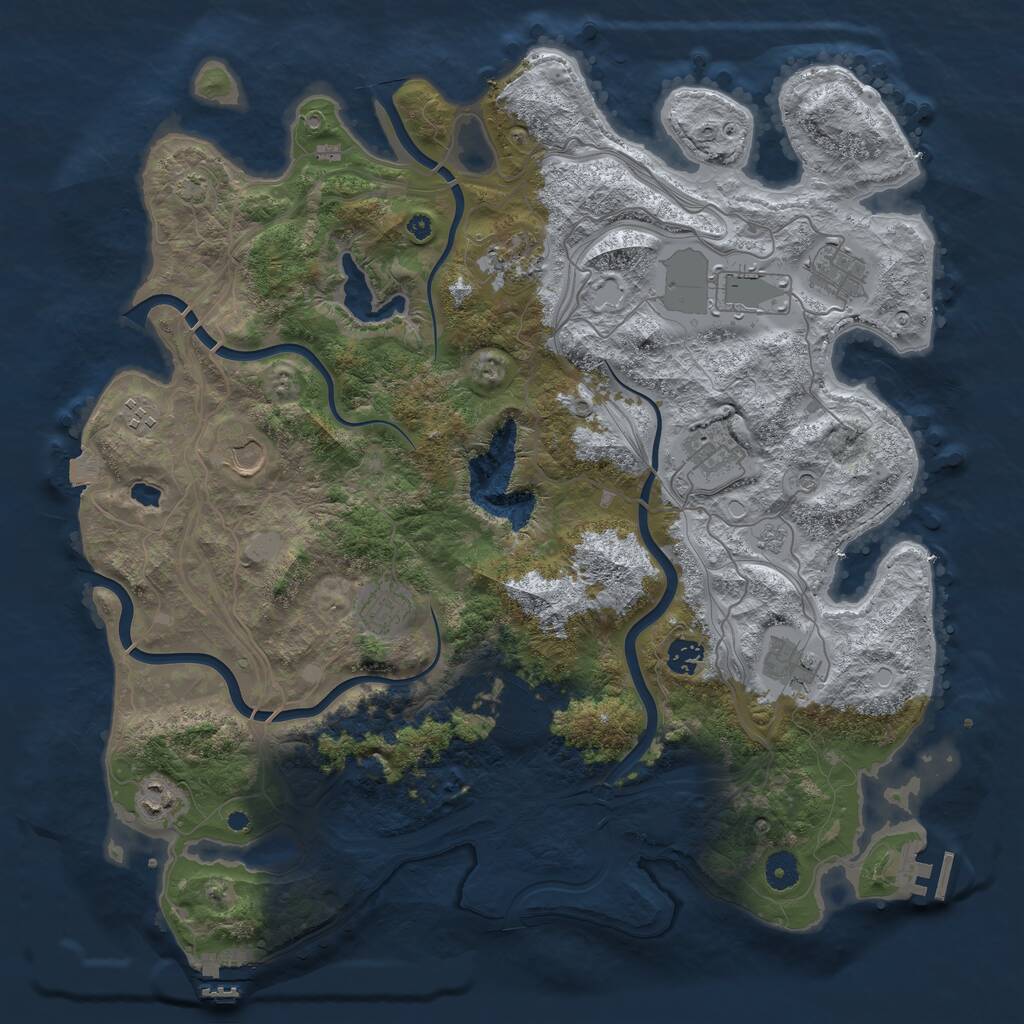 Rust Map: Procedural Map, Size: 4250, Seed: 885610534, 17 Monuments