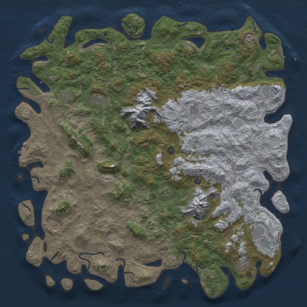 Rust Map: Procedural Map, Size: 6000, Seed: 58771, 20 Monuments