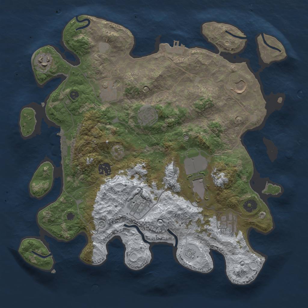 Rust Map: Procedural Map, Size: 3500, Seed: 2689, 17 Monuments