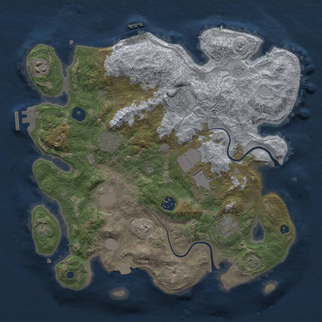 Rust Map: Procedural Map, Size: 3500, Seed: 473252720, 13 Monuments