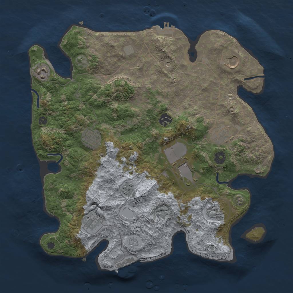 Rust Map: Procedural Map, Size: 3500, Seed: 651768852, 16 Monuments