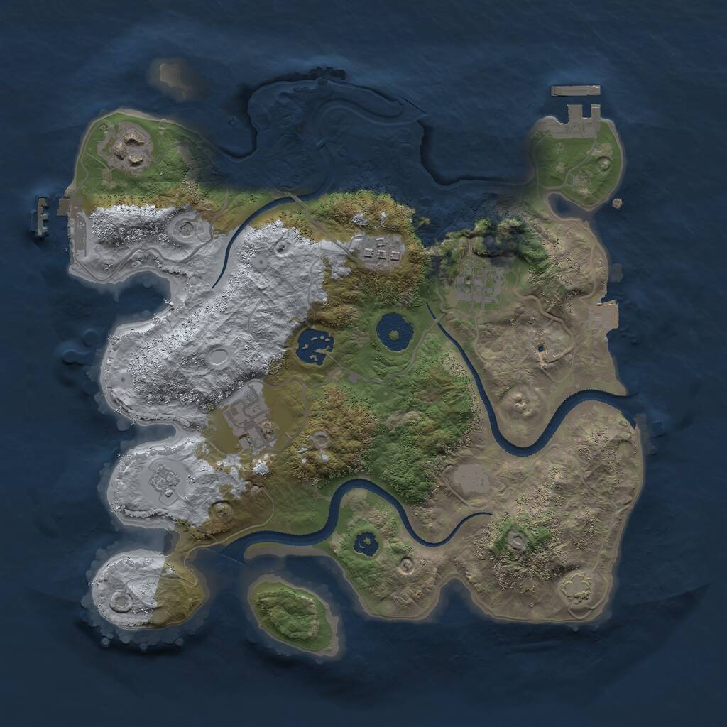Rust Map: Procedural Map, Size: 3000, Seed: 141847641, 11 Monuments