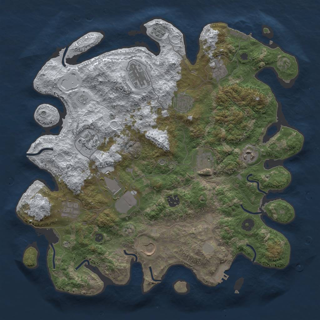 Rust Map: Procedural Map, Size: 3850, Seed: 824534477, 20 Monuments