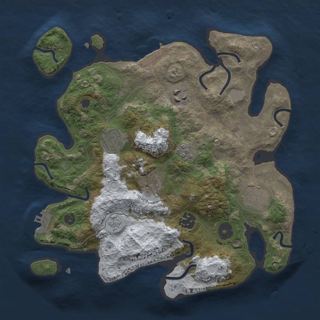 Rust Map: Procedural Map, Size: 3000, Seed: 53950, 14 Monuments
