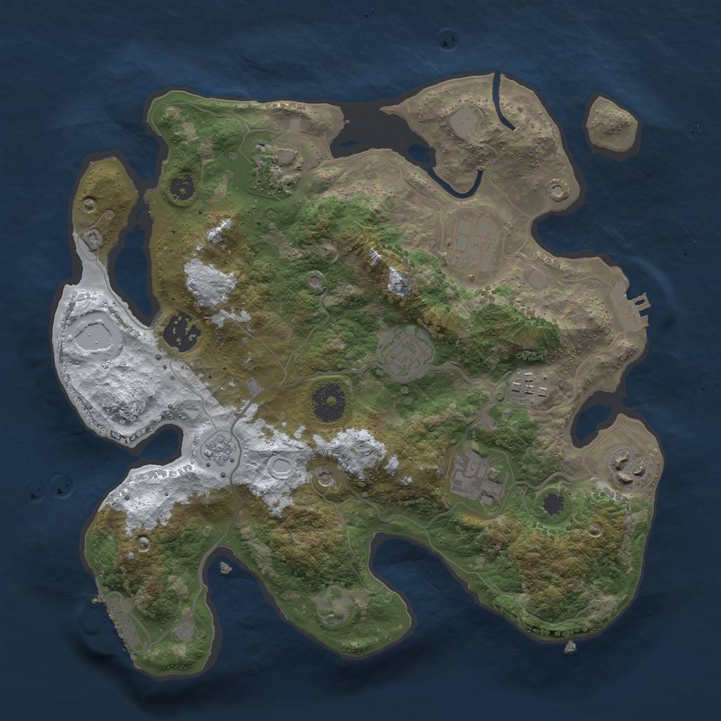 Rust Map: Procedural Map, Size: 3000, Seed: 1219849973, 16 Monuments